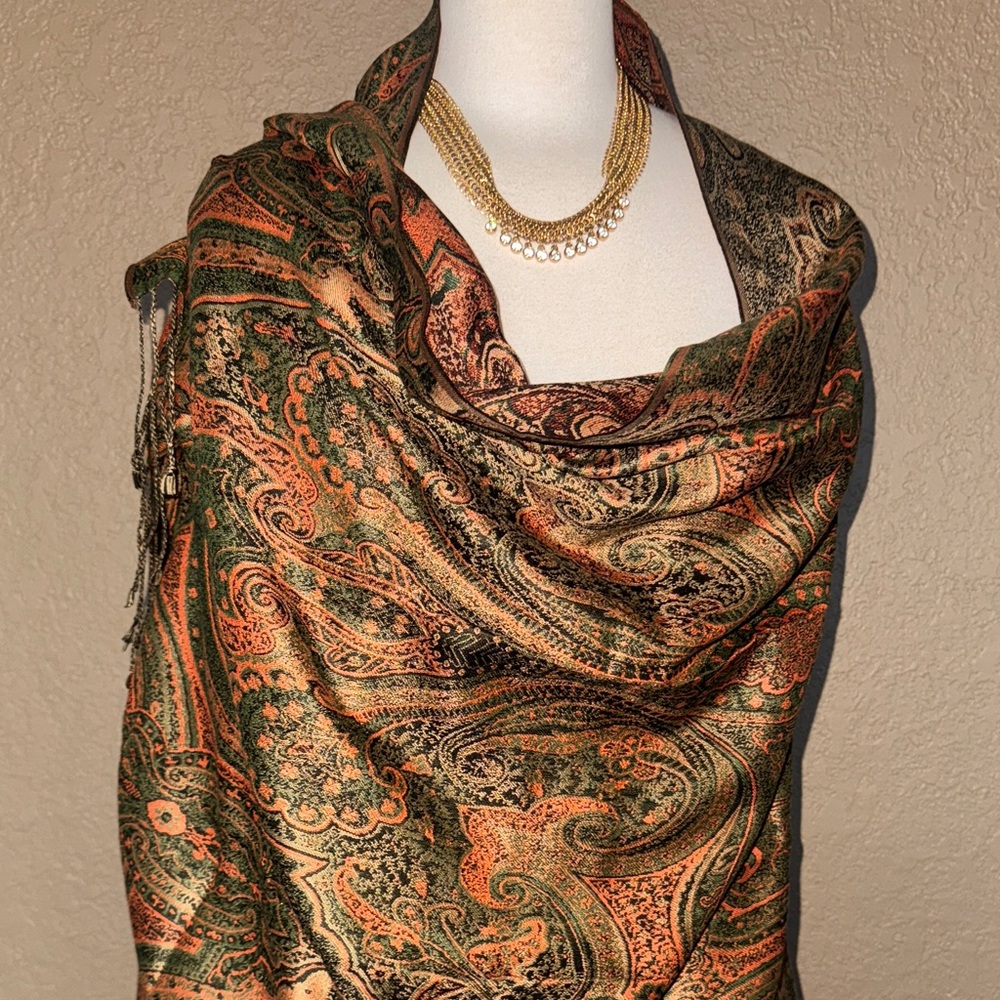 Versatile Talbots Paisley Patterned Wrap - image 8